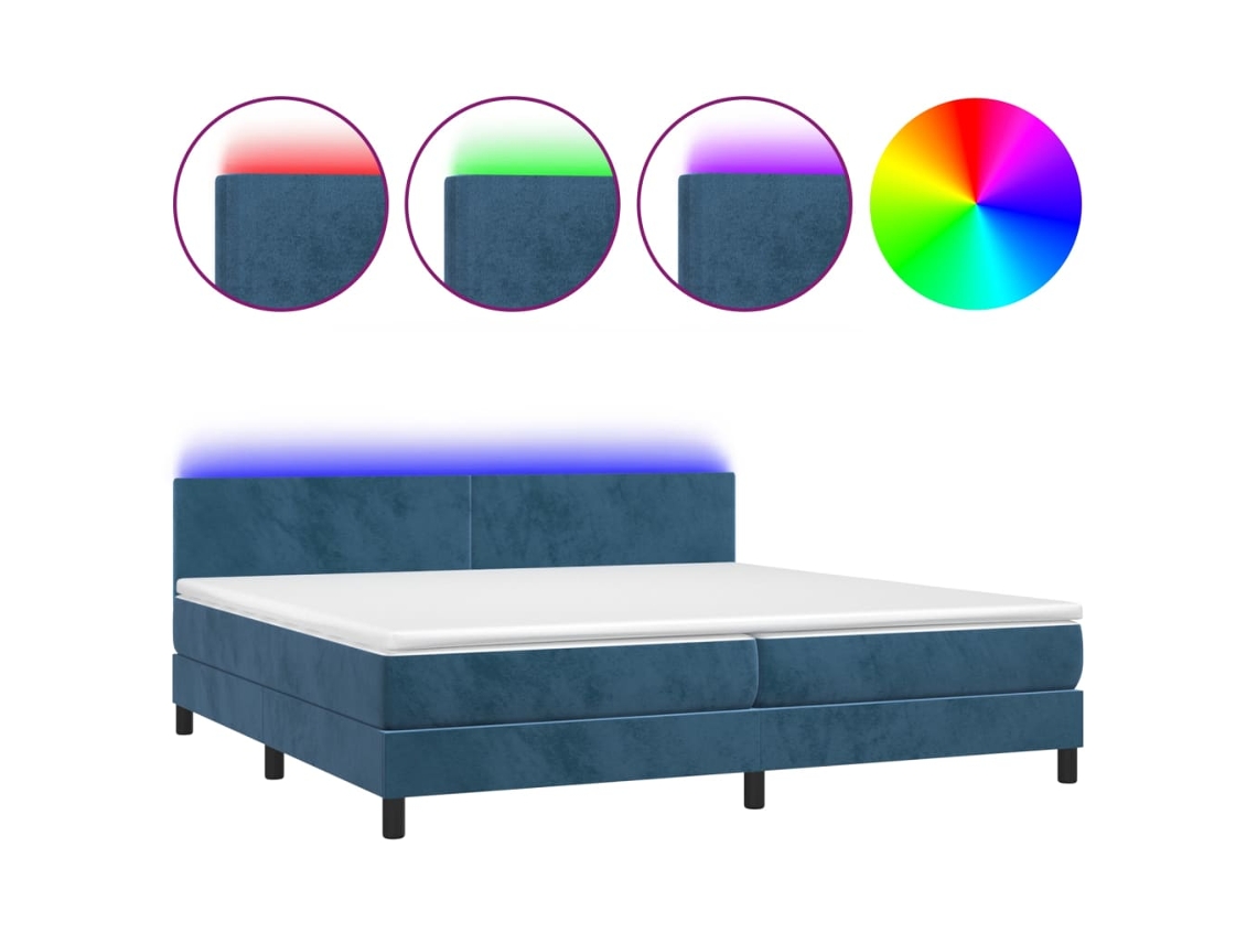 Box Spring Bed, Box Spring Beds Vidaxl Azul Veludo (200 X 200 Cm)