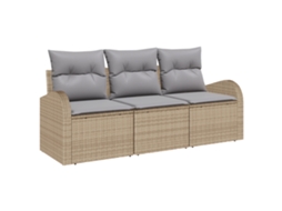Conjunto 3 Conjunto De Sofá De Jardim Vidaxl Bege Vime Pe (55 X 55 X 37 Cm)
