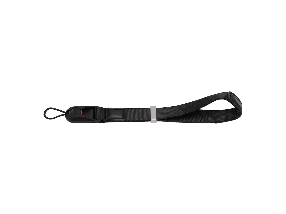 Alça de pulso leve e portátil em nylon para câmeras, com sistema de liberação rápida, compatível com câmeras DSLR e de ação. Cor: preta.