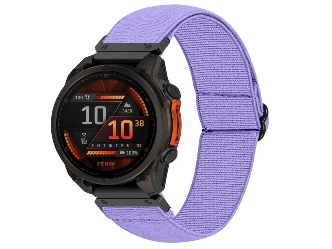 Bracelete Para Garmin (26mm) - Nylon Elástico - Vermelho - Fivela De Aço Preta Roxo Lilás