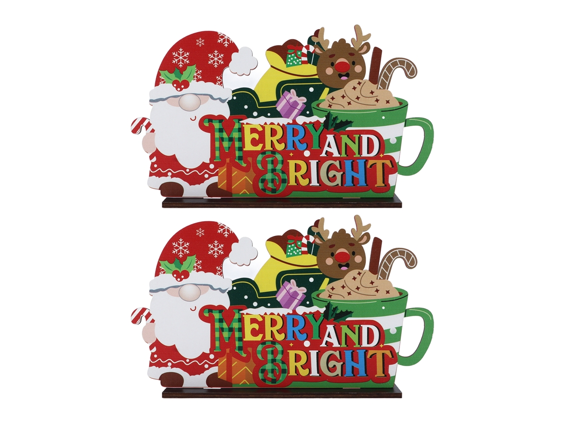 Laxiscreed Ornamentos De Natal Em Madeira, Conjunto De 2 Com Base Negra Para Decoração E Diy