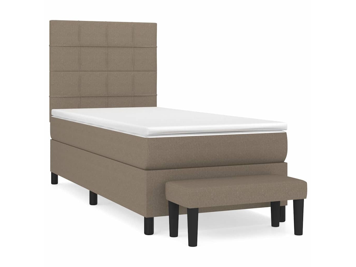Conjunto 1 Cama Box Spring Vidaxl Marrom-acinzentado Tecido (193 X 90 X 128 Cm)