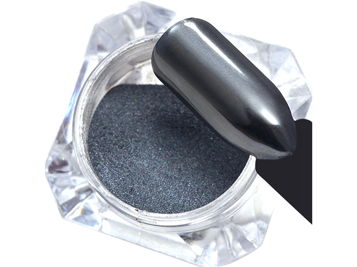 Pó De Pigmento Preto Para Arte De Unhas Pó De Espelho Glitter Para Manicure Decoração