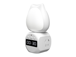 Luz Noturna LED Mini Rotativa 350° com Relógio para Quarto