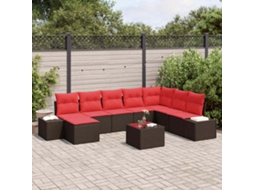 Vidaxl Conjunto De Sofá De Jardim 9 Unid. Castanho Vime Pe