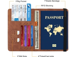 Porta-passaporte De Viagem, Cor Marrom, Compartimentos Para Cartões E Documentos, Uso Prático Em Embarques, Hotéis E Trajetos Internacionais