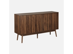 Aparador Estilo Escandinavo Com Efeito De Madeira De 2 Portas, 150cm, Madeira Escura