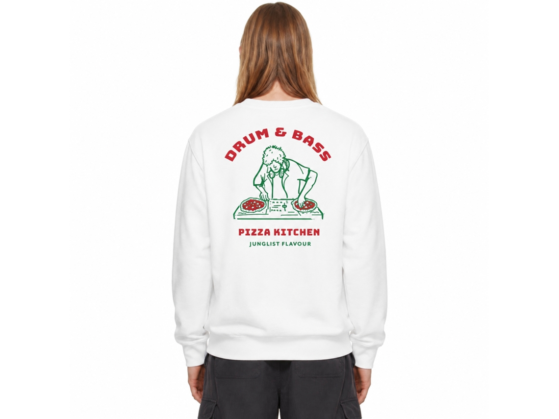 Moletom Rockinstone Drum Bass Pizza Kitchen com estampa dupla face e design exclusivo.