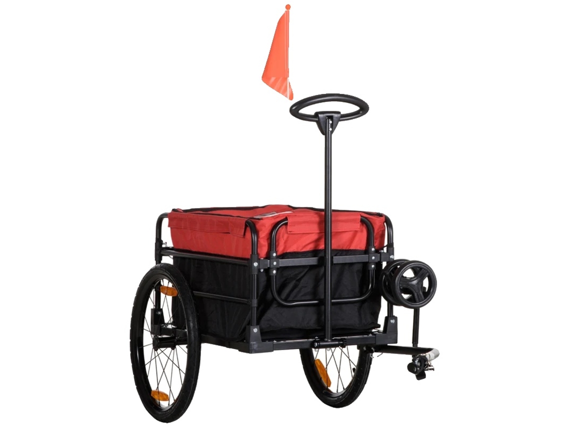 Reboque De Carga, Tecido Oxford, 130 Cm X 64 Cm X 64/103 Cm, Carga Máxima 40 Kg, Compatível Com Bicicletas De 24" A 28", Grandes Rodas Infláveis