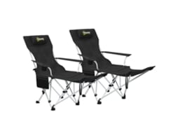 Conjunto de Cadeiras de Campismo Metal e Tecido Oxford Cor Preto 50-100x82x88 cm Outsunny