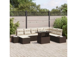 Vidaxl Conjunto de Sofá de Jardim 9 Pcs Castanho Rattan Sintético