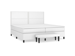 Box Spring Bed, Box Spring Beds Vidaxl Branco Couro Artificial (200 X 200 Cm)