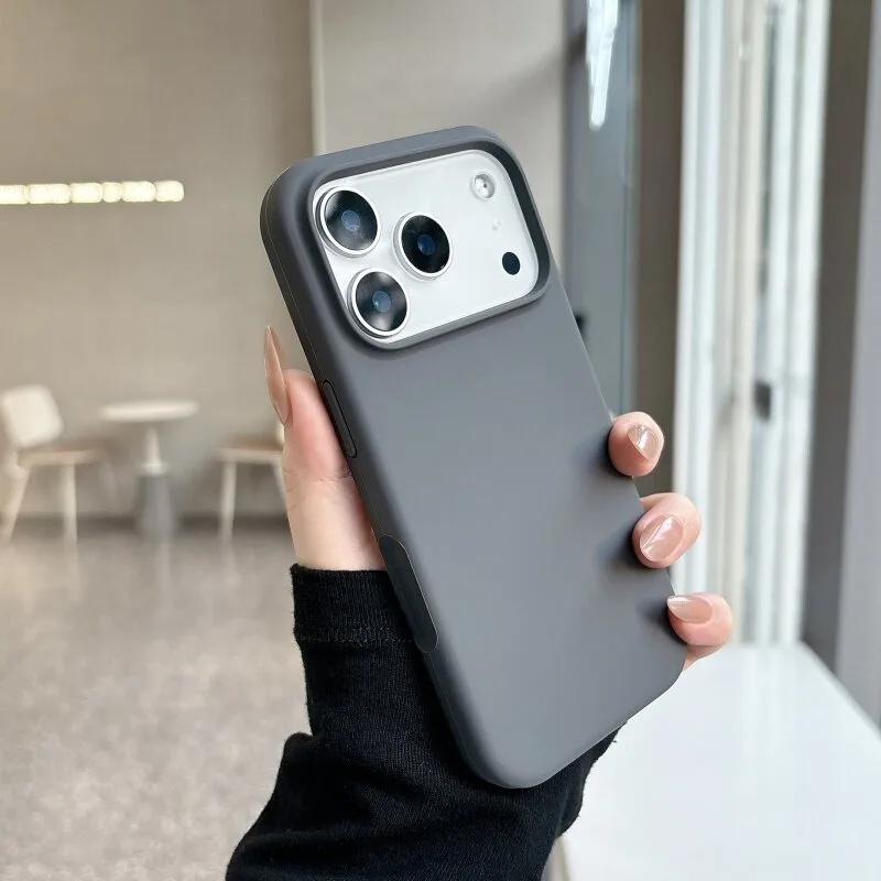 Capa Protetora De Silicone Líquido Para Iphone (cinza Escuro, Iphone 15), Resistente A Impactos E Com Parte Traseira Macia E Acolchoada.