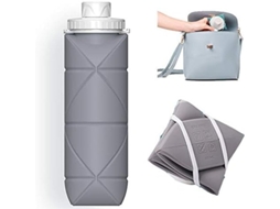 2026 botella de Água Plegável Sem Vazamentos Silicone Bpa Free 600ml Cinza Esportes Camping Viagem