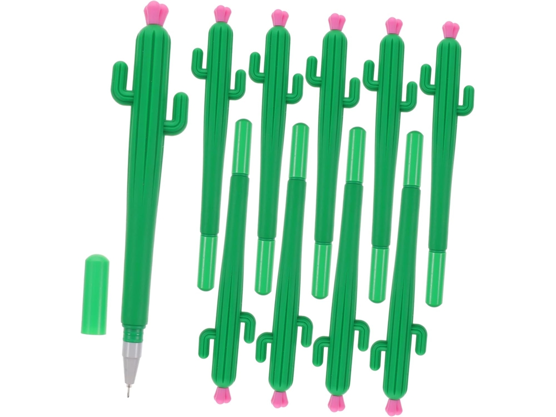 Conjunto De 10 Canetas Gel Decorativas Em Formato Cacto, Confortáveis