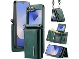 Dg.ming Série M6 Rfid Bolsa Tripla Para Cartões Capa De Couro Removível Para Celular Com Cordão Longo Para Samsung Galaxy Z Flip6 5g