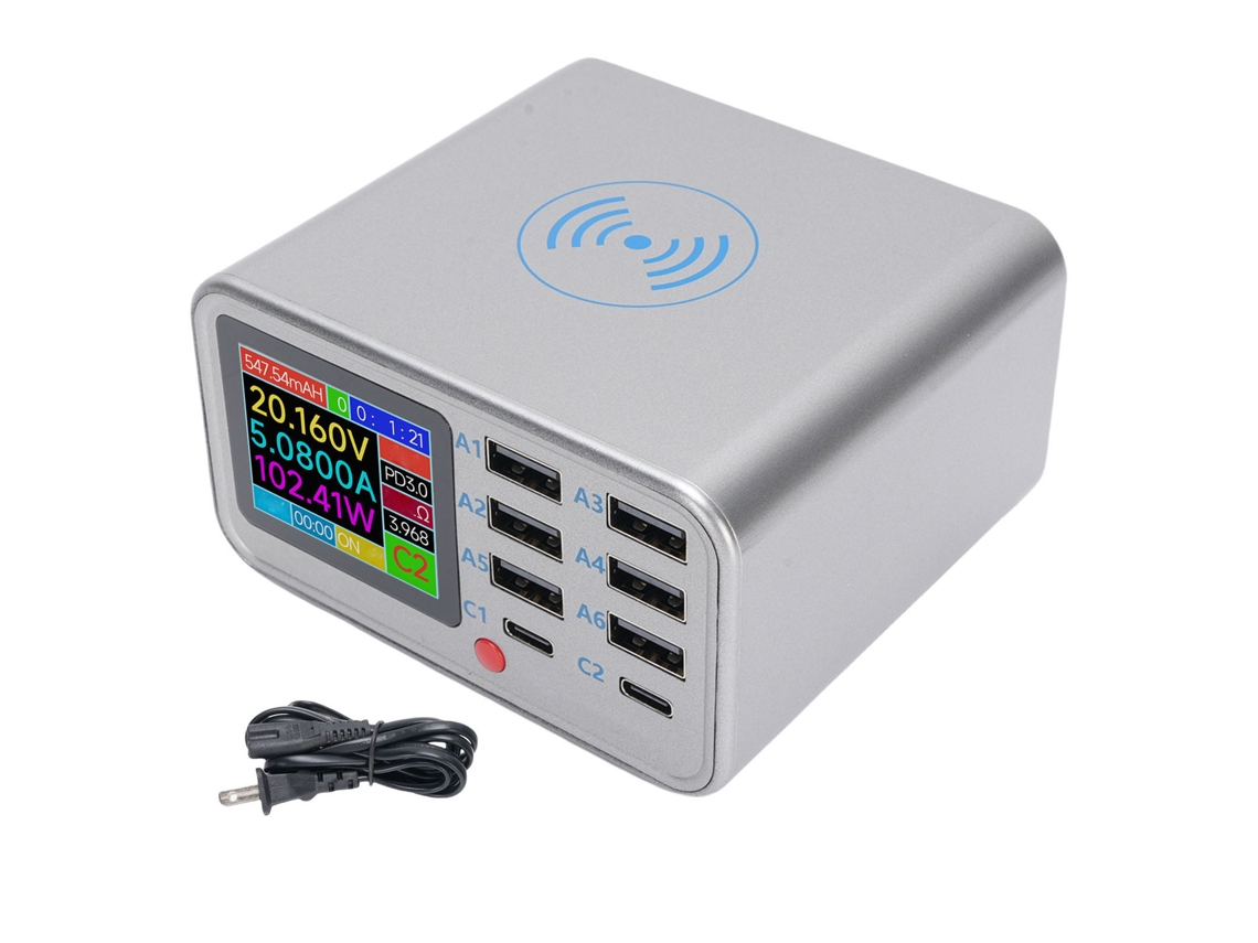 Estação de Carregamento Sem Fio Usb EOOCOO com 8 Portas, 100w, Carregamento Rápido Qc3.0/pd