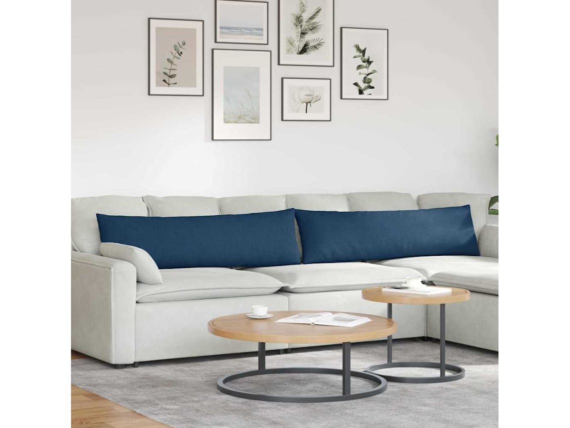 Vidaxl Travesseiros De Sofá 2 Unid. Tecido Azul 145 X 40 Cm