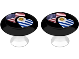 Puxadores De Armário Redondos Em Aço Inoxidável Com A Bandeira Do Uruguai E Dos Eua, Para Gavetas, Armários E Portas