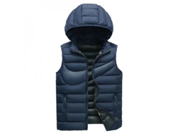Colete Rebe acolchoado sem mangas para homem com capuz removível e acabamento DWR tamanho G azul marinho