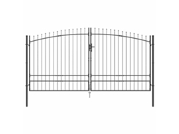 Portão Duplo com Bloqueio Woerden Cinzeto 400 X 249,5 Cm Aço MAISON EXCLUSIVE