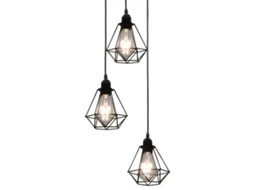 Vidaxl Candeeiro De Teto Com Design Diamante 3 Lâmpadas E27 Preto