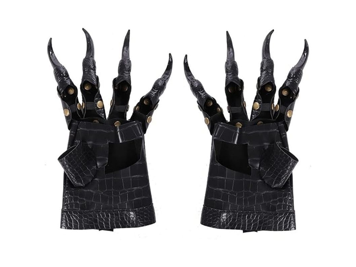 Luvas de Claw de Dragão com Unhas para Halloween Festa de Disfarce Acessórios Preto S/MARCA