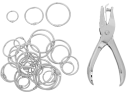 30 argolas para fichário de folhas soltas, argolas de metal resistentes para perfuração, organização rápida.