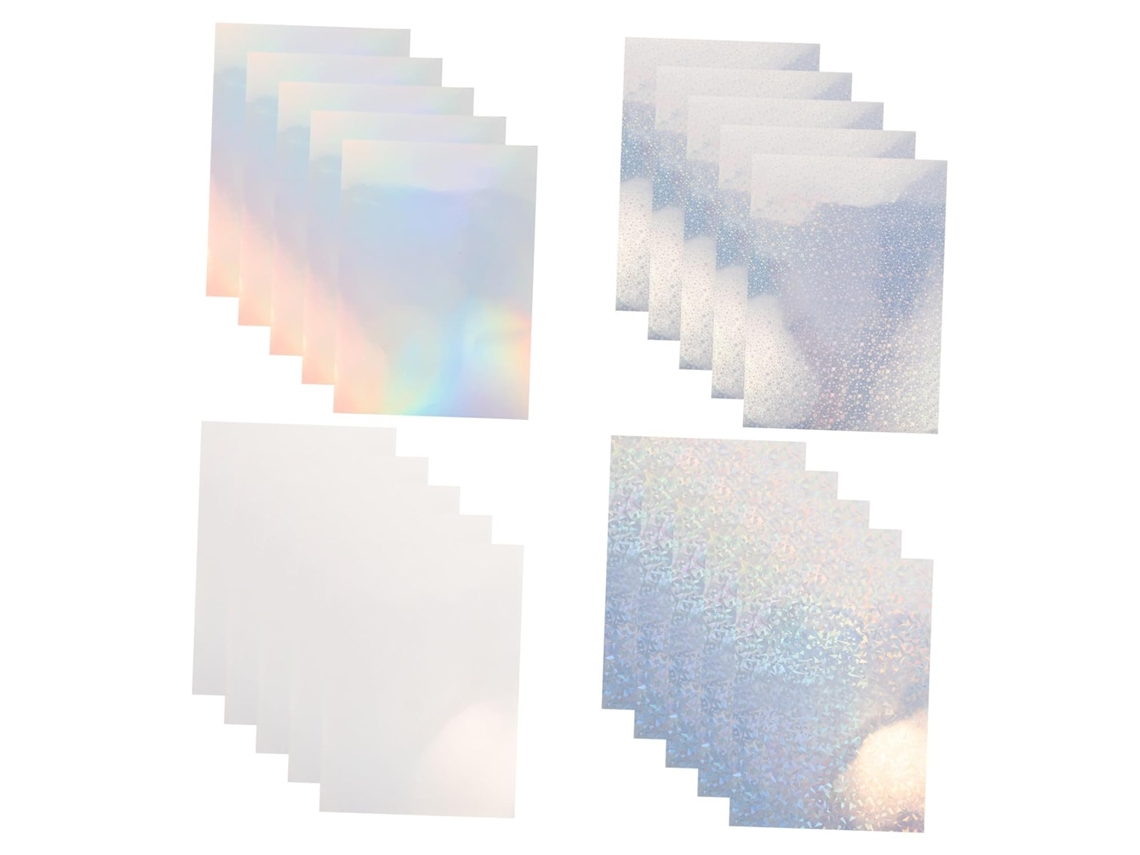Balacoo 20 Folhas de Adesivos Holográficos, Blocos Autoadesivos, Papel PET A4, À Prova D'Água para Scrapbooking E