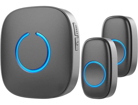 Campainha Sem Fio Para Casa Sadotech 2 Botões De Toque1 Receptor De Toque,operado Por Bateria,à Prova Dágua,com Luz Led,preto Fosco