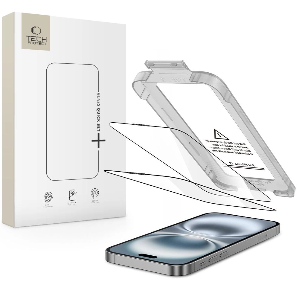 Kit De Películas De Vidro Temperado Tech-protect Quick Set 2 Unidades Para Proteção Do Iphone 17