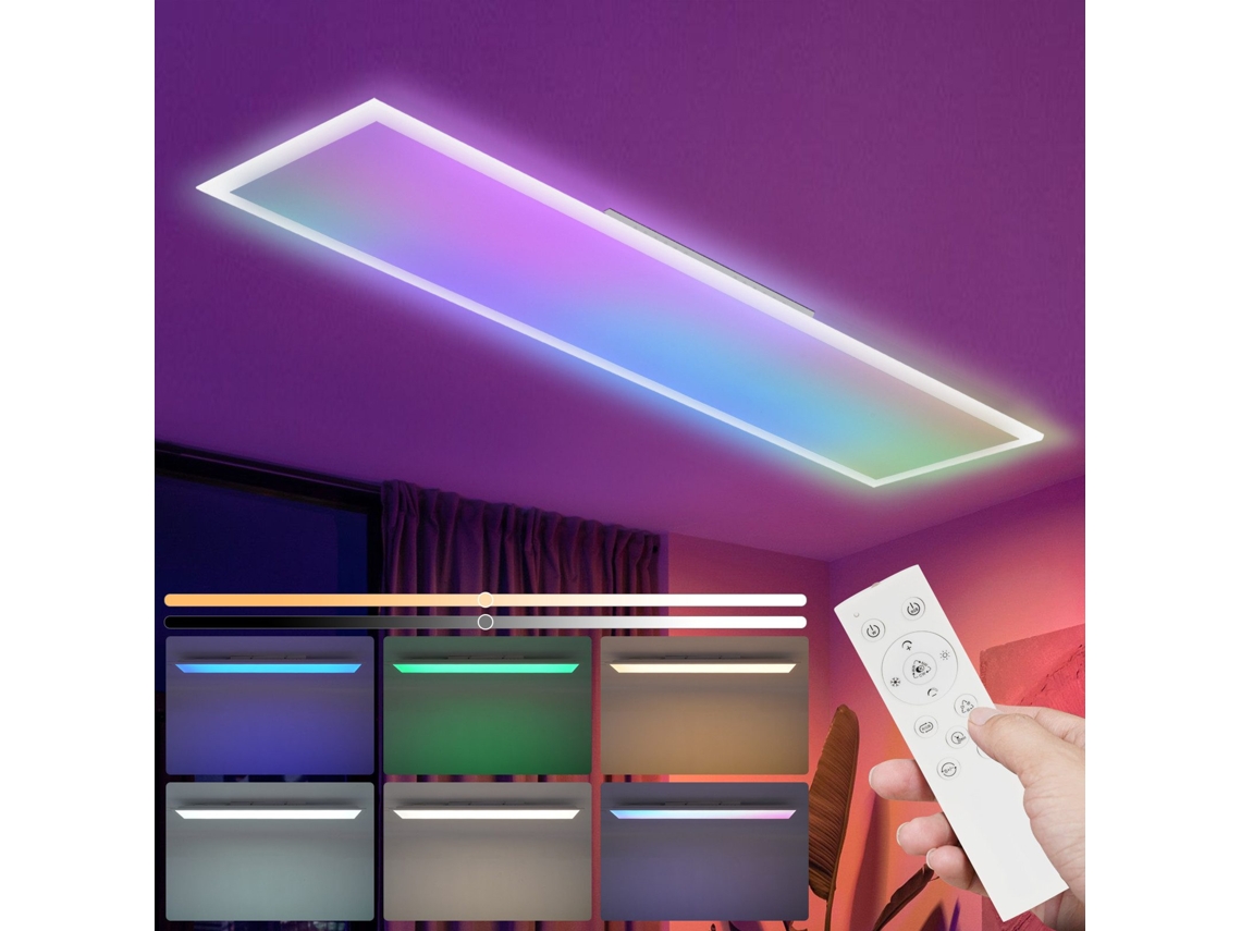 Nettlife Painel Led 100x25 Cm, Teto Regulável Rgb, Controle Remoto, 24w, Luz De Escritório