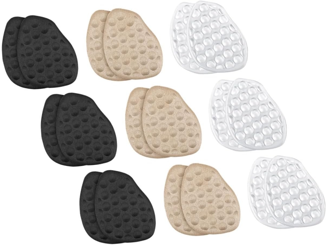 Protetores Metatarsais Femininos, 9 Pares, Acolchoados, Antiderrapantes, Em Gel Transparente, Preto E Bege, Para Salto