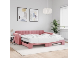 Vidaxl Sofá-cama Com Gavetão E Colchões 100x200 Cm Veludo Rosa