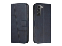Capa De Celular Em Couro Com Textura De Bezerro E Costura Aparente Para Samsung Galaxy S23+ 5g