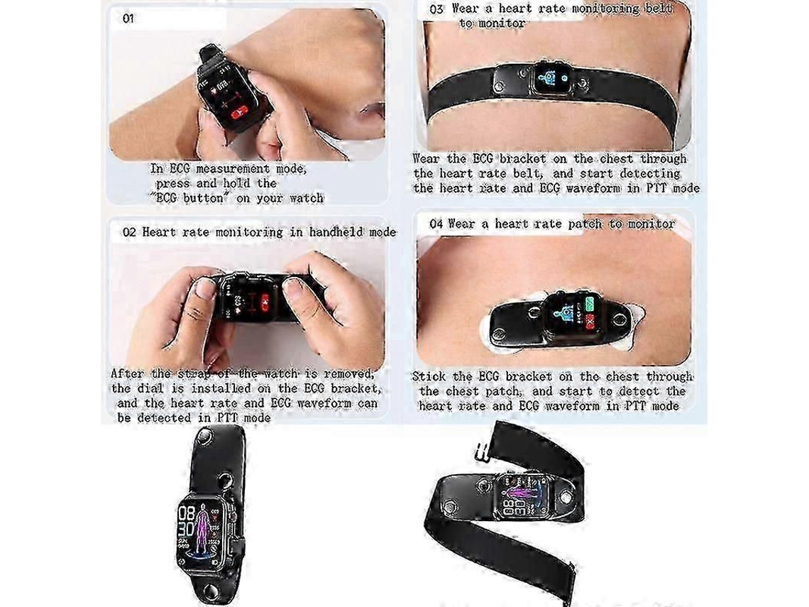 Monitor De Glicemia Saúde Smart Watch Ecg + Ppg Medição De Pressão Arterial Ip68 Esporte À Prova D'água Smartwatch Monitor De Frequência Cardíaca