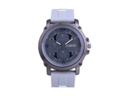 Relógio de pulso masculino moderno com mostrador redondo, pulseira de silicone, mecanismo de quartzo, estilo casual e elegante, cinza.