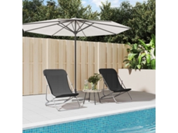Vidaxl Cadeiras Praia Dobráveis 2pcs Textilene/aço Revestido Pó Preto
