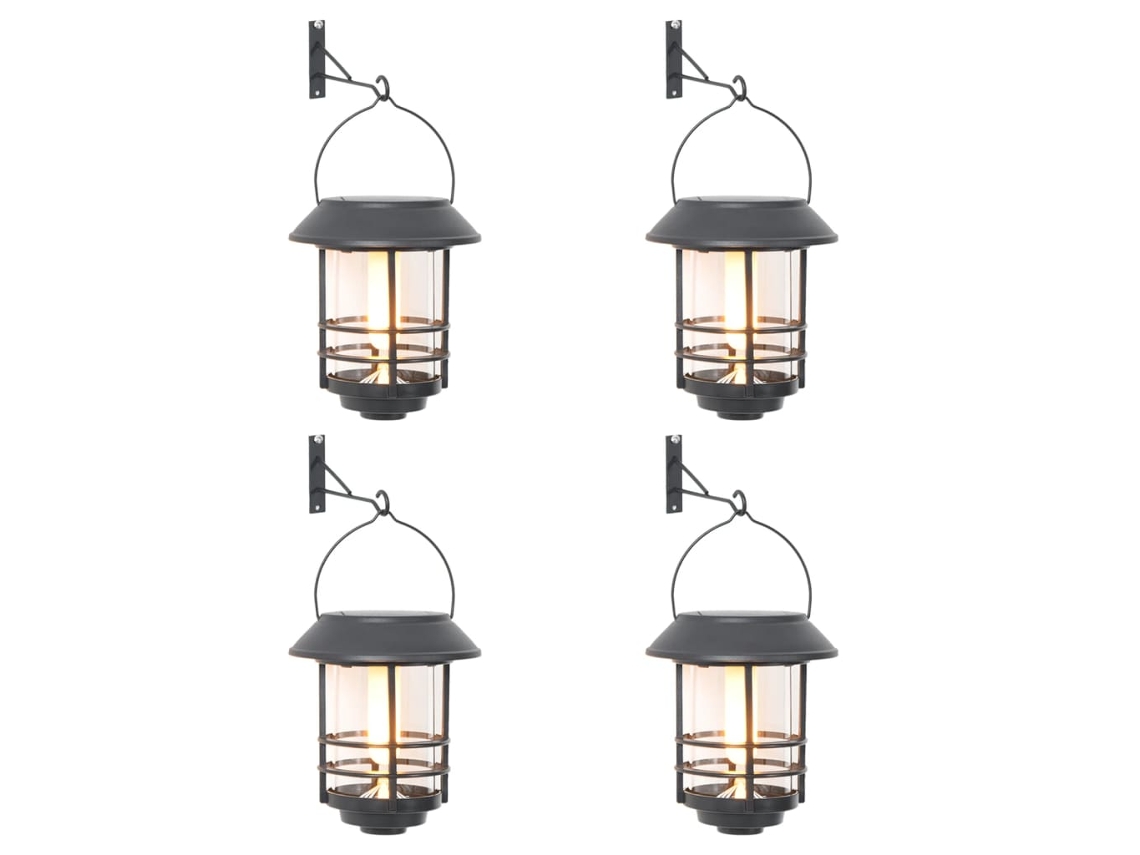Solar Outdoor Wall Lantern, Solar Outdoor Wall Lanterns Vidaxl Preto Plástico (n/a)