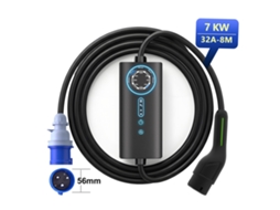 Ev Carregador HEXINEX 7kw, Tipo 2, 8 M, Monofásico, 6 32 A, Potência de Carregamento Ajustável, Ip65, Resistente À Água.