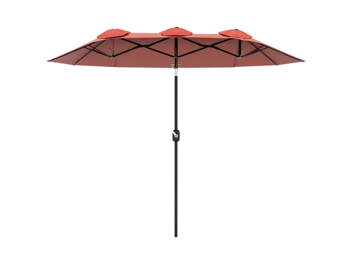 Ombrellone doppio da giardino 295x152x222 cm con inclinazione a 45° e manovella manuale per terrazza balcone piscina rosso ZENCORE SERVICES