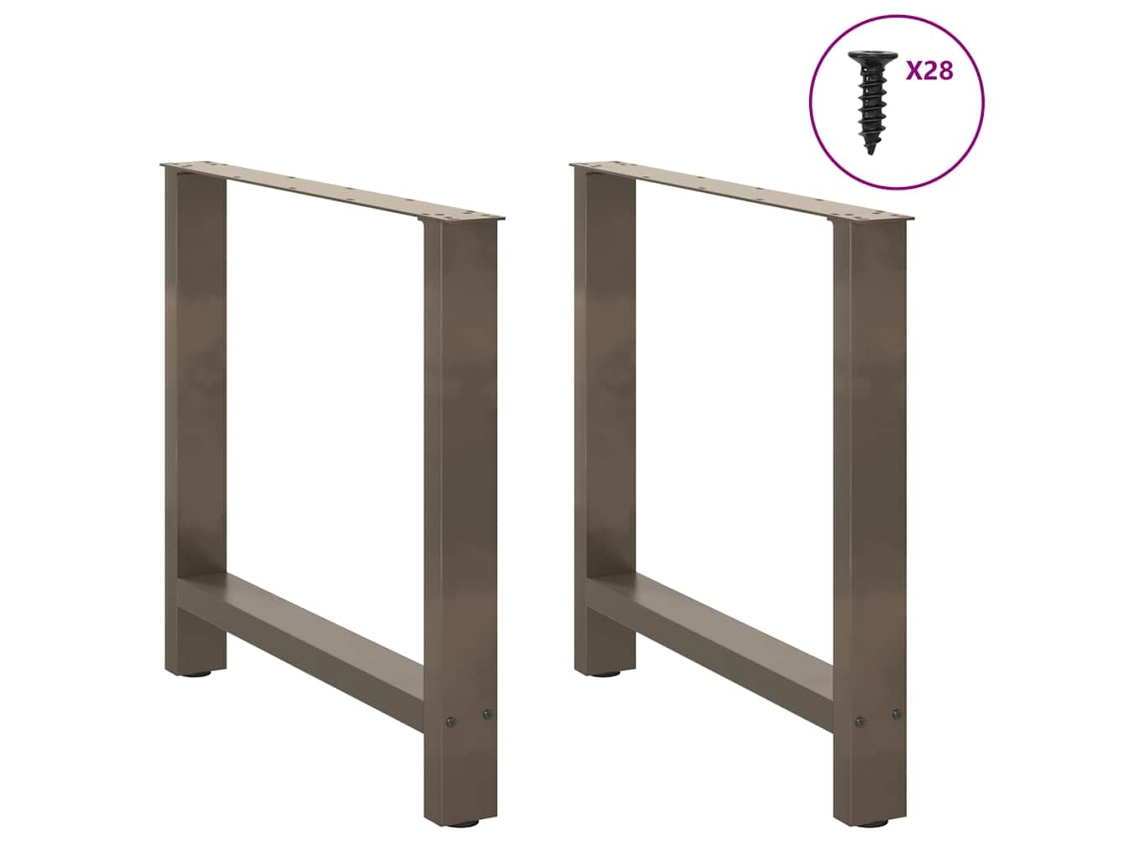 Vidaxl Pés Para Mesa De Jantar Em Aço Natural, 2 Peças, 70x(72-73) Cm, Aço