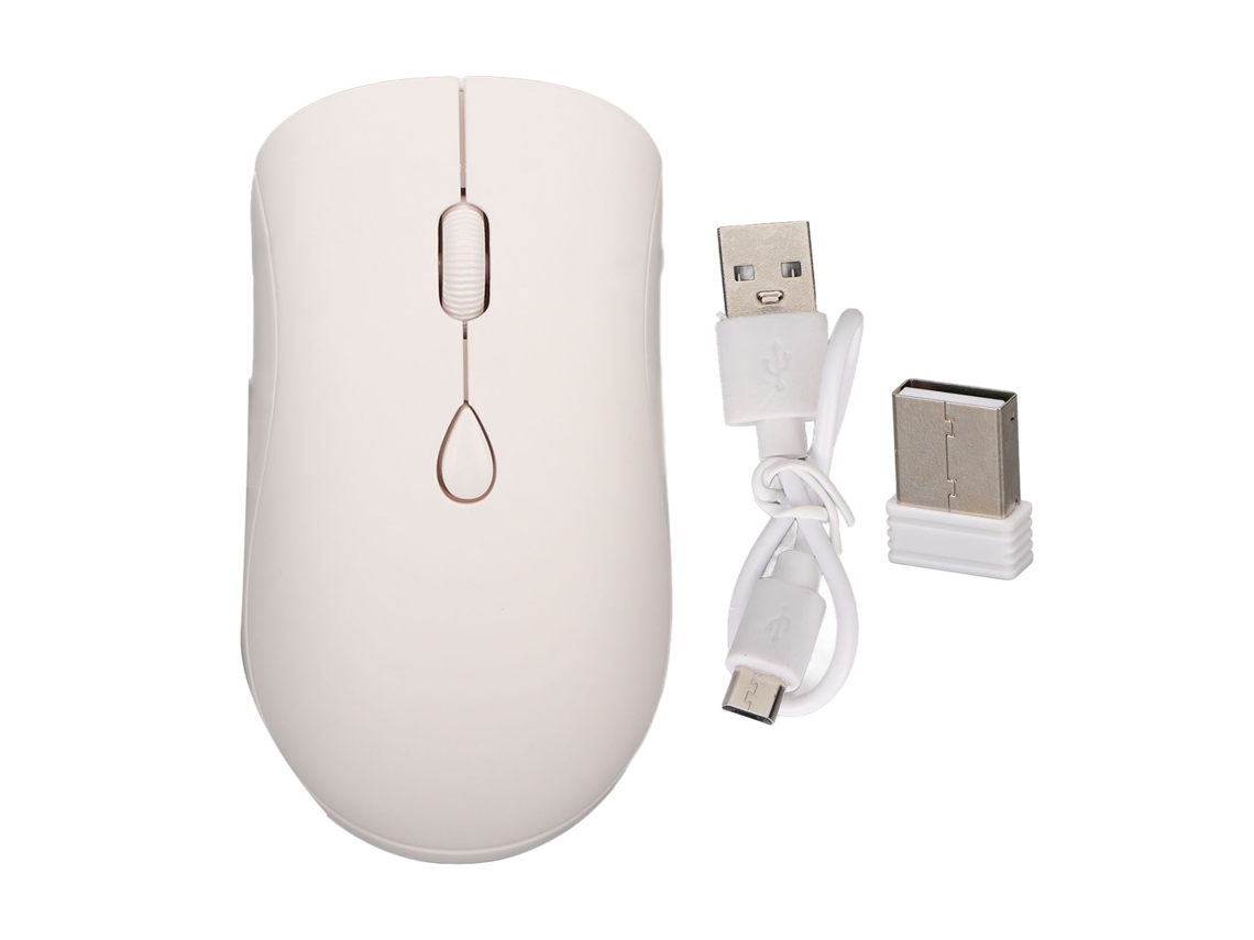 Rato Sem Fio 2.4g Bluetooth 5.2 1600dpi Recarregável Silencioso Ergonômico Para Escritório Desktop Pc Branco