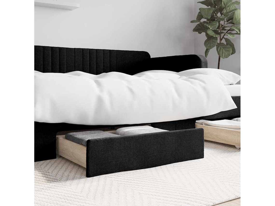 Vidaxl Gavetas De Cama 2 Pcs Derivados De Madeira E Tecido Preto