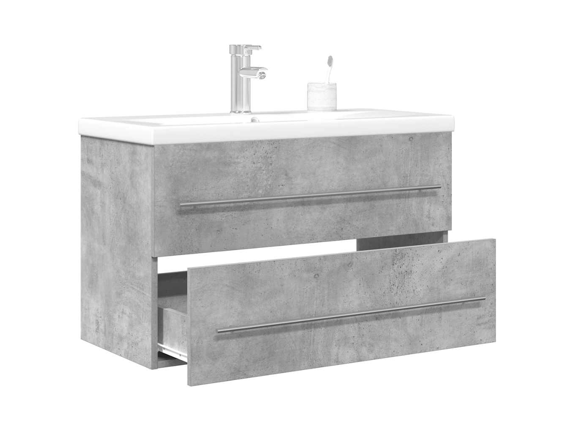 Vidaxl 2 Pcs Conj. Móveis Casa Banho Derivados Madeira Cinza Cimento