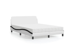 Vidaxl Cama Com Colchão Dover 140x200 Cm Couro Artificial Preto E Branco