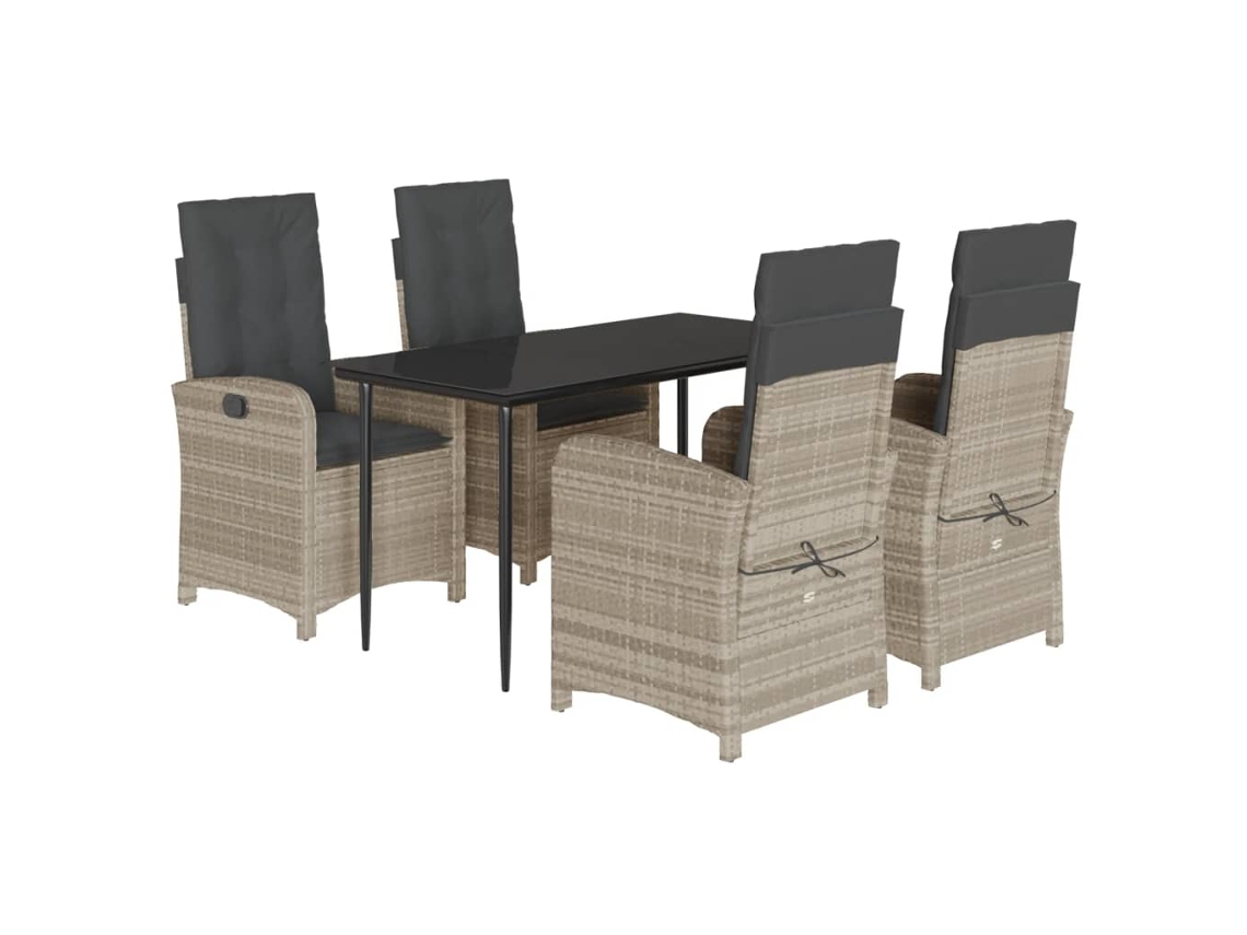 Maison Exclusive - 5 Pcs Conjunto De Jantar P/ Jardim C/ Almofadões Cinzento Claro