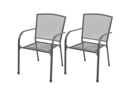 Cadeiras De Jardim Empilháveis 2 Pcs Aço Cinzento Dkd Home Decor