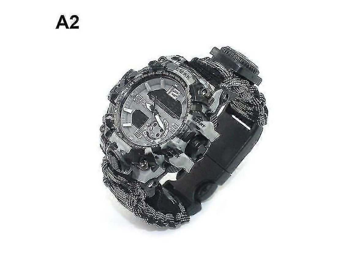7 Em 1 Relógio De Pulseira Paracord Tático De Sobrevivência Ao Ar Livre Com Bússola Raspador Rotina Paracord Apito Ferramentas De Acampamento
