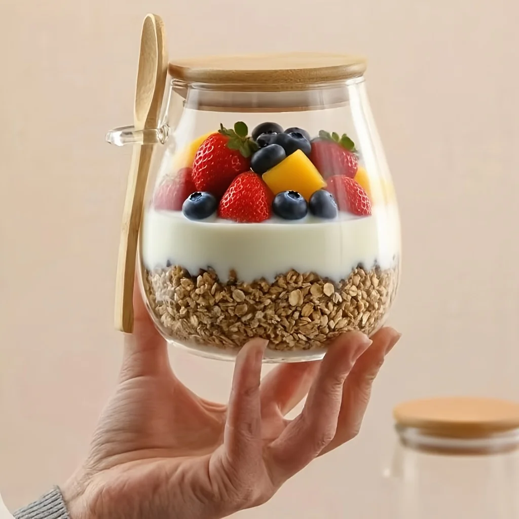 (600ml - 1 Pote) Pote De Vidro Redondo Com Vedação Hermética – Arrumação E Organização Da Cozinha Ideal Para Aveia, Especiarias, Café E Grão